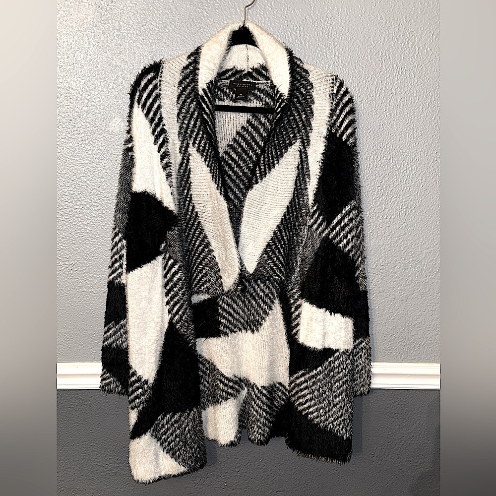 Investments Black and White Geometric Cardigan
